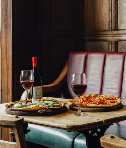 2 Not So Large pizzas, 2 toppings and a bottle of house wine – £35.50